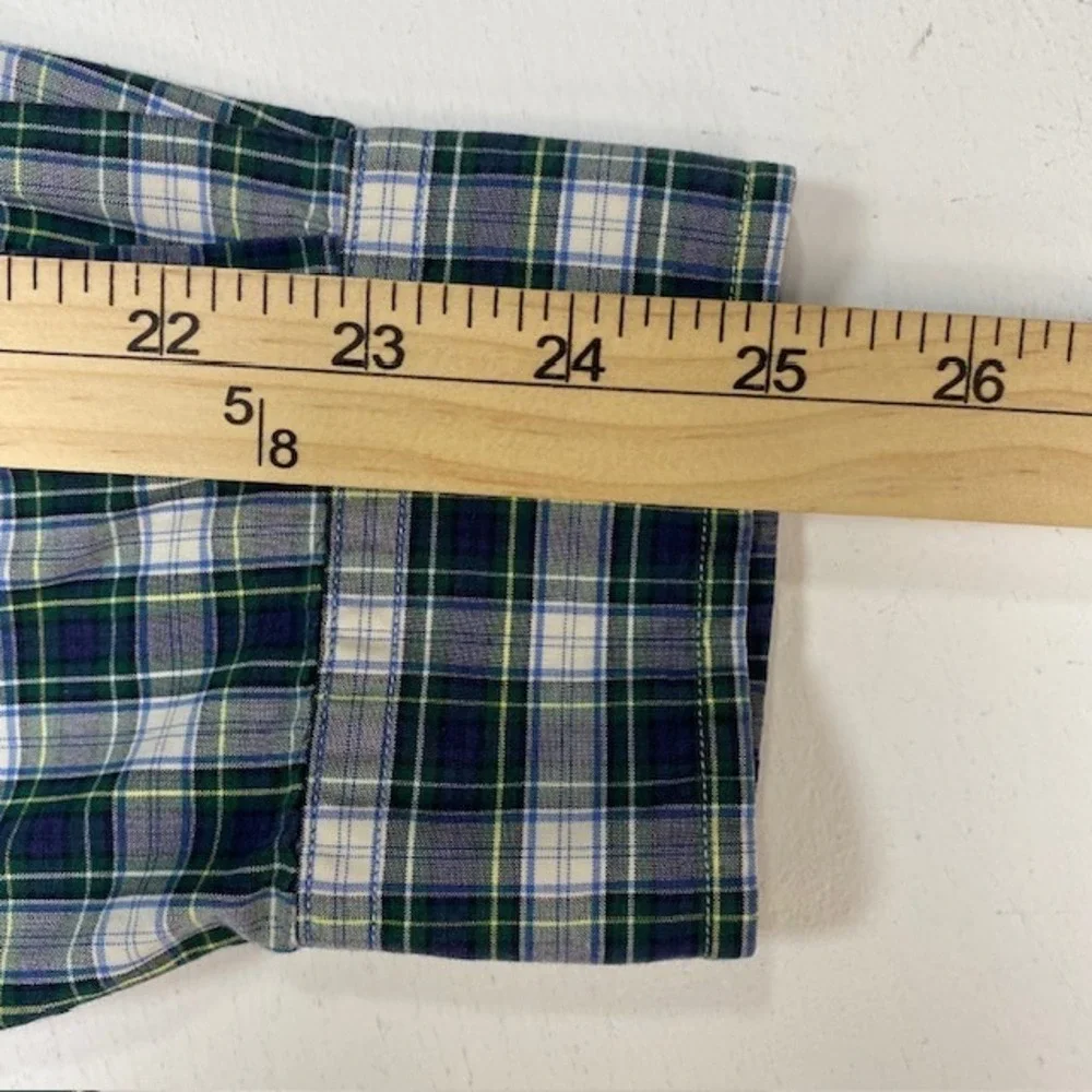 Ralph Lauren Mens Classic Fit Plaid Button Down Shirt Navy Blue Green Large L - Picture 9 of 10